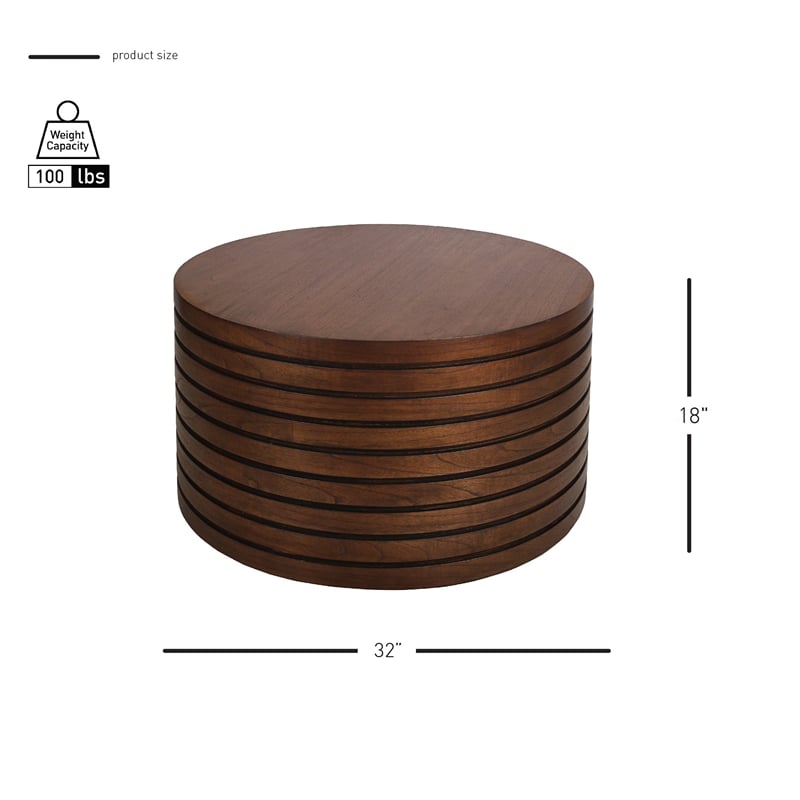 NPD Furniture Corvin Wood Coffee Table in Walnut