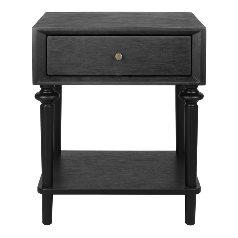 NPD Furniture Romilda 1in Wood Drawer Accent Table in Black