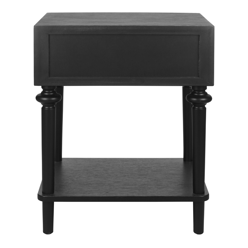 NPD Furniture Romilda 1in Wood Drawer Accent Table in Black