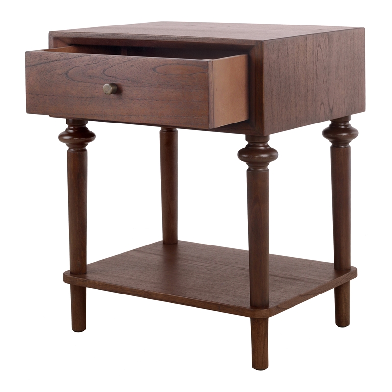 NPD Furniture Romilda 1in Wood Drawer Accent Table in Walnut