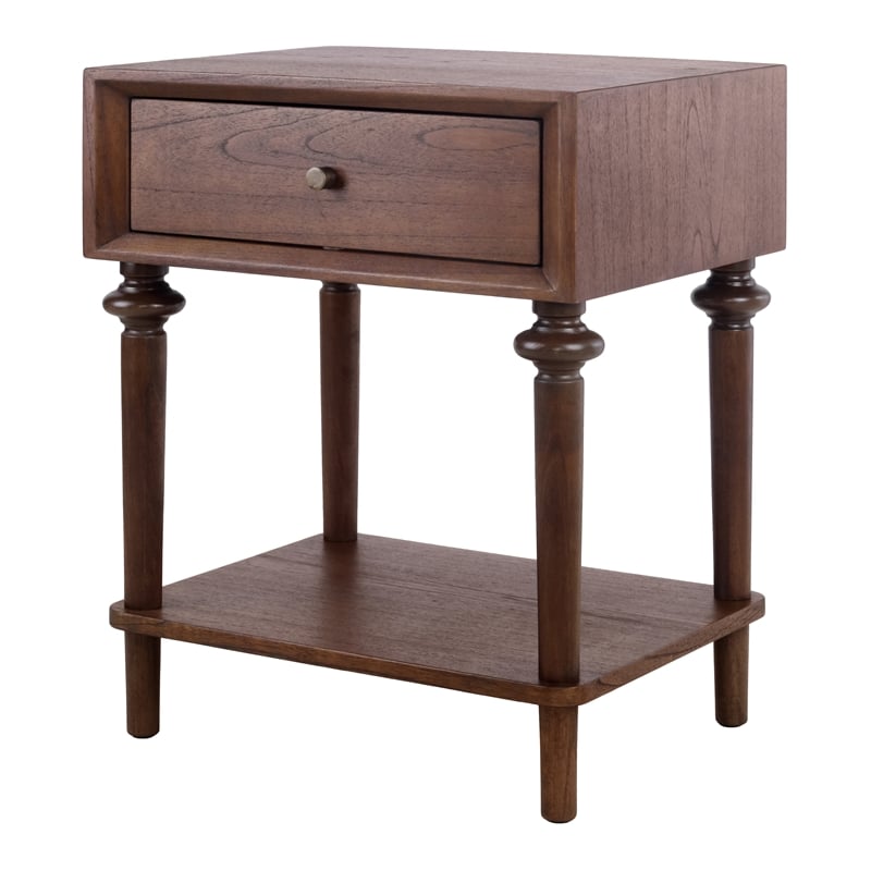 NPD Furniture Romilda 1in Wood Drawer Accent Table in Walnut