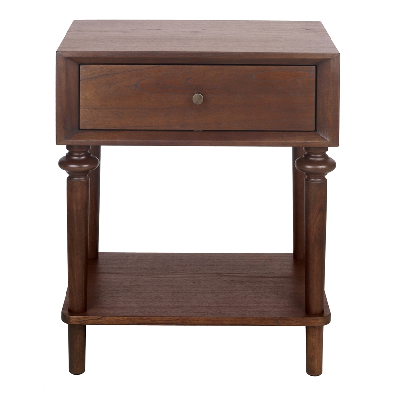 NPD Furniture Romilda 1in Wood Drawer Accent Table in Walnut