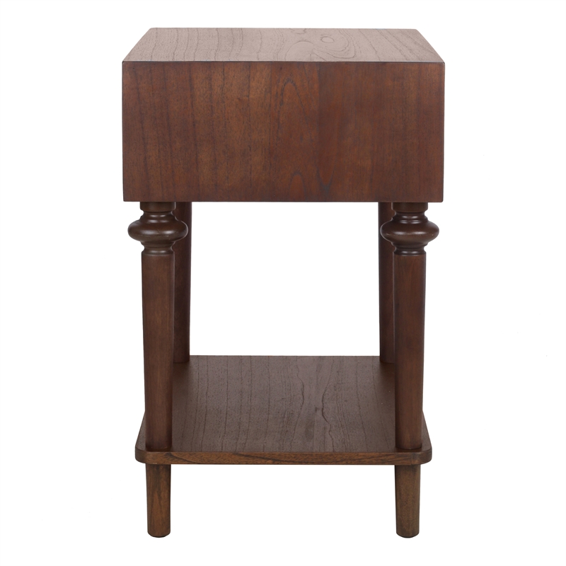 NPD Furniture Romilda 1in Wood Drawer Accent Table in Walnut