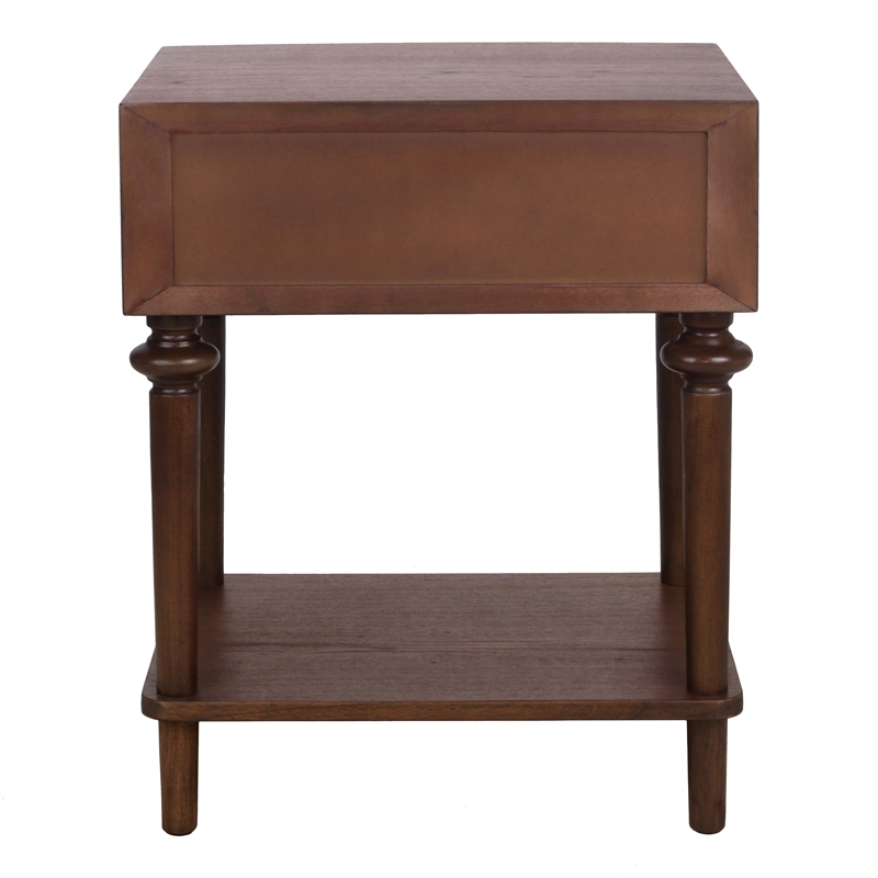 NPD Furniture Romilda 1in Wood Drawer Accent Table in Walnut