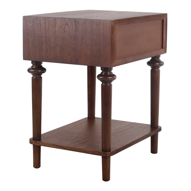 NPD Furniture Romilda 1in Wood Drawer Accent Table in Walnut