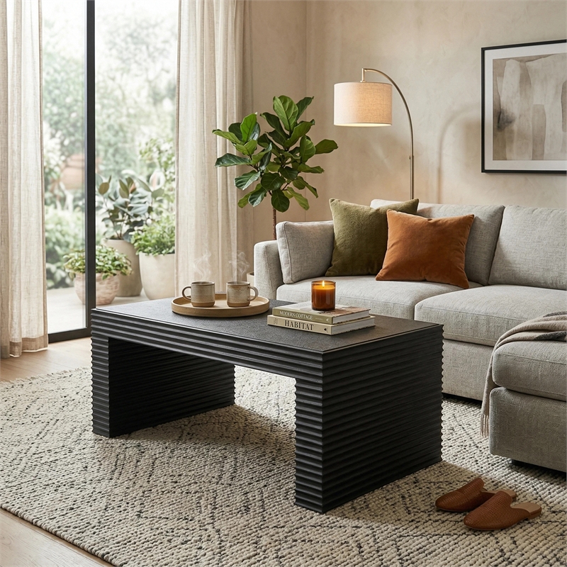 NPD Furniture Riker Wood Coffee Table in Black
