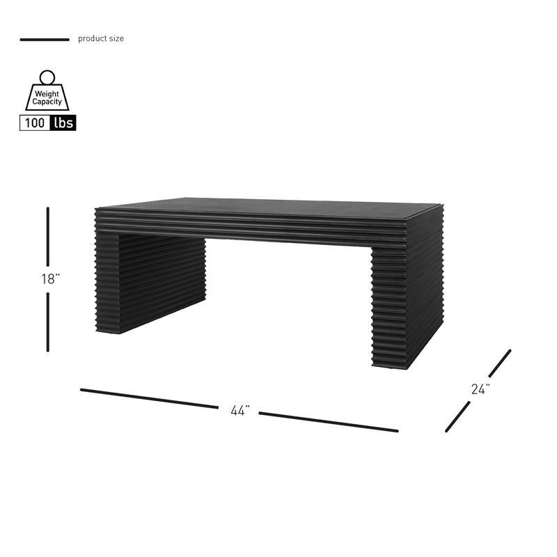 NPD Furniture Riker Wood Coffee Table in Black