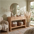 NPD Furniture Veyra Burl 2in Wood Drawer Console Table in Natural Burl