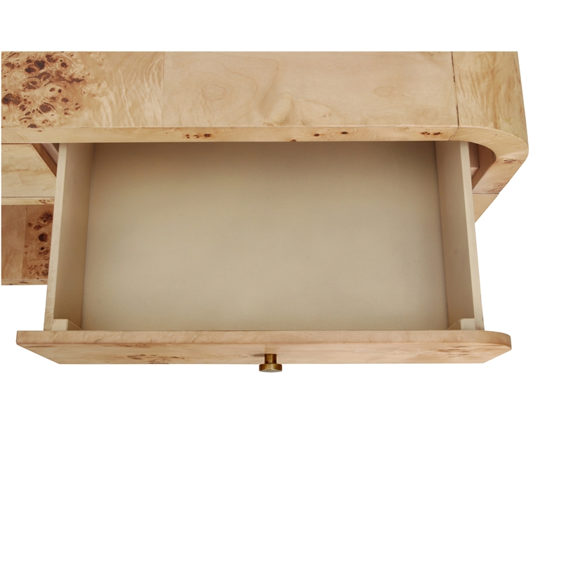 NPD Furniture Veyra Burl 2in Wood Drawer Console Table in Natural Burl