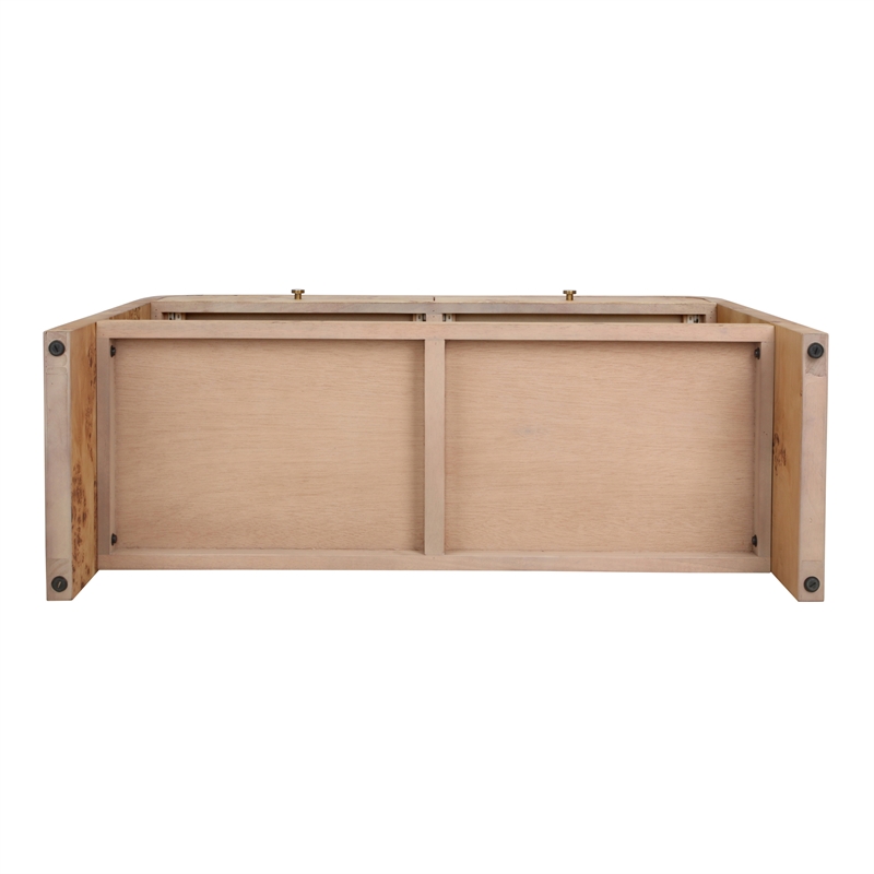 NPD Furniture Veyra Burl 2in Wood Drawer Console Table in Natural Burl