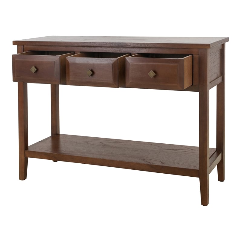 NPD Furniture Wexford 3in Wood Drawer Console Table in Walnut