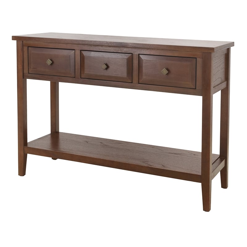 NPD Furniture Wexford 3in Wood Drawer Console Table in Walnut