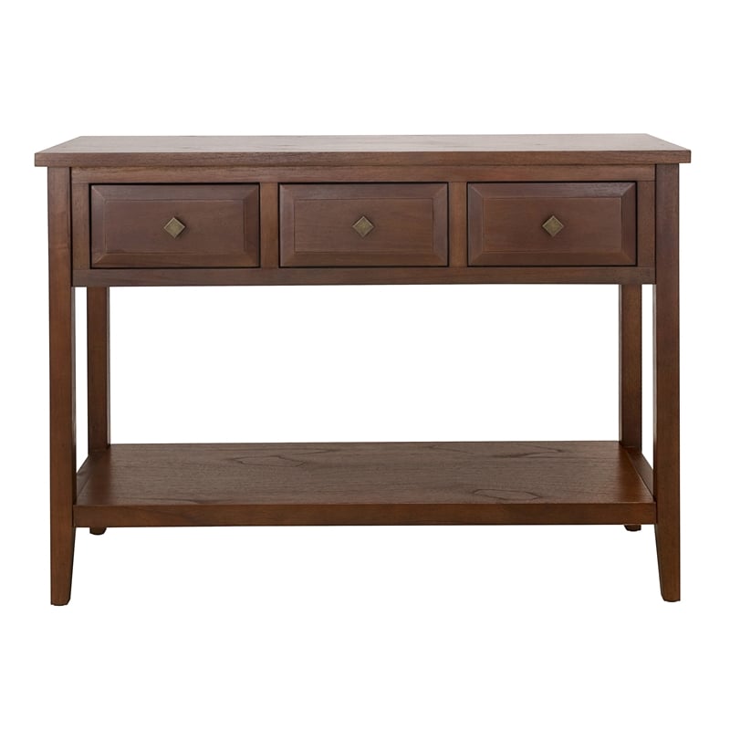 NPD Furniture Wexford 3in Wood Drawer Console Table in Walnut