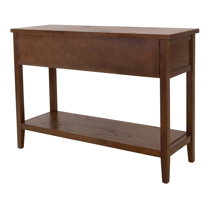 NPD Furniture Wexford 3in Wood Drawer Console Table in Walnut