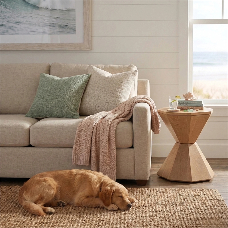 NPD Furniture Muska Wood Accent Table in Brushed Sand