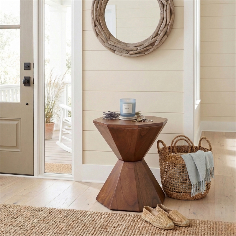 NPD Furniture Muska Wood Accent Table in Walnut