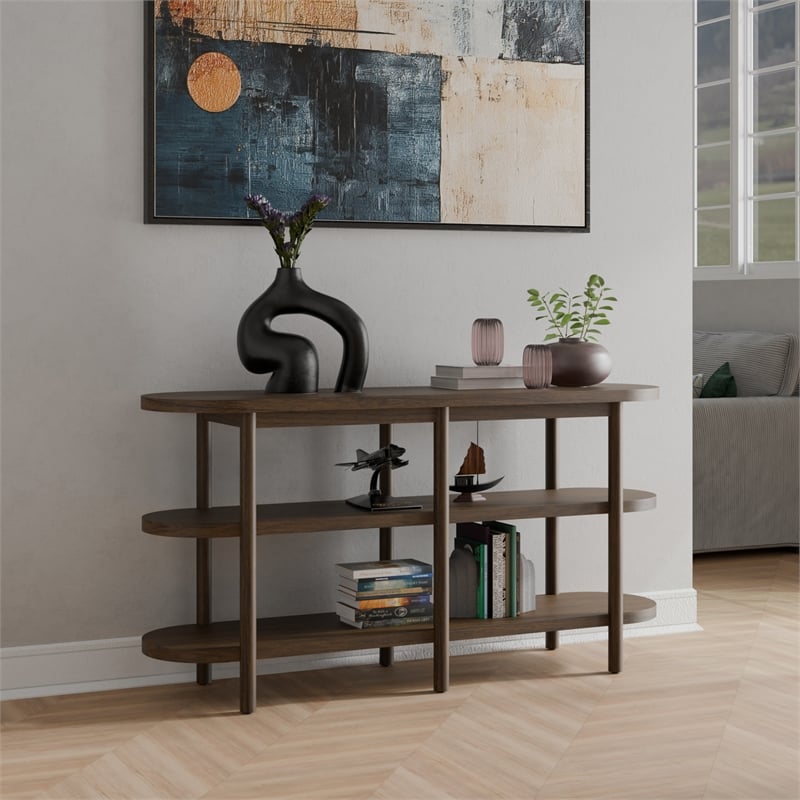 NPD Furniture Lester Wood Console Table in Walnut