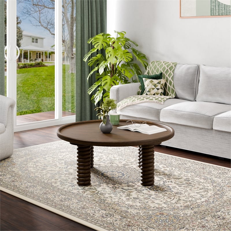 NPD Furniture Crellin Wood Coffee Table in Walnut