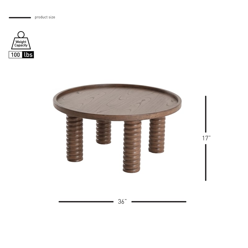 NPD Furniture Crellin Wood Coffee Table in Walnut