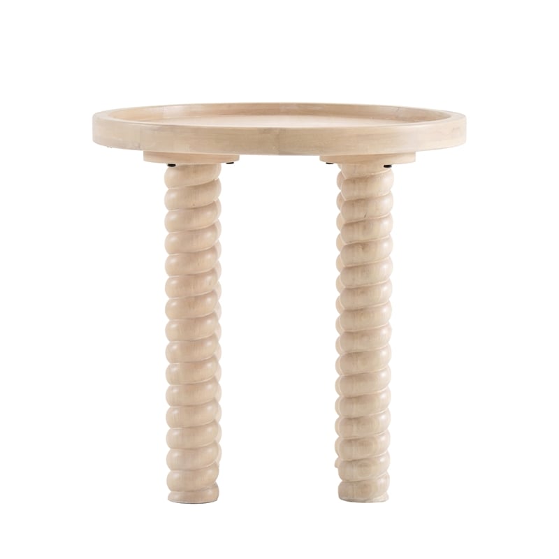 NPD Furniture Crellin Wood Accent Table in Weathered Sand