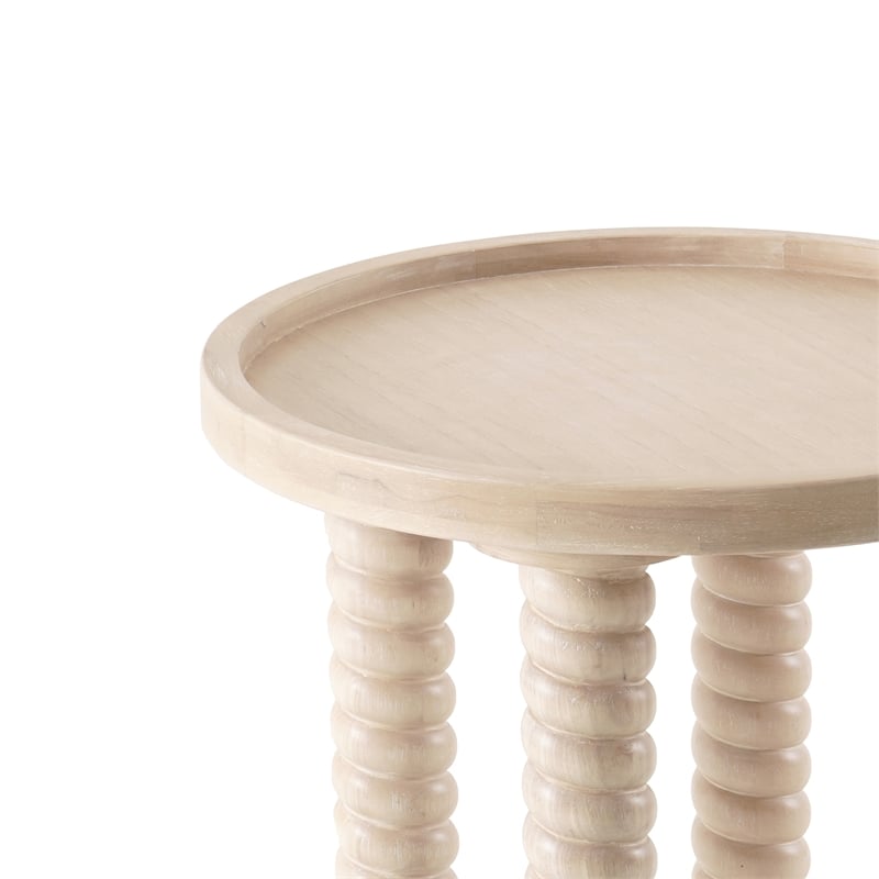 NPD Furniture Crellin Wood Accent Table in Weathered Sand