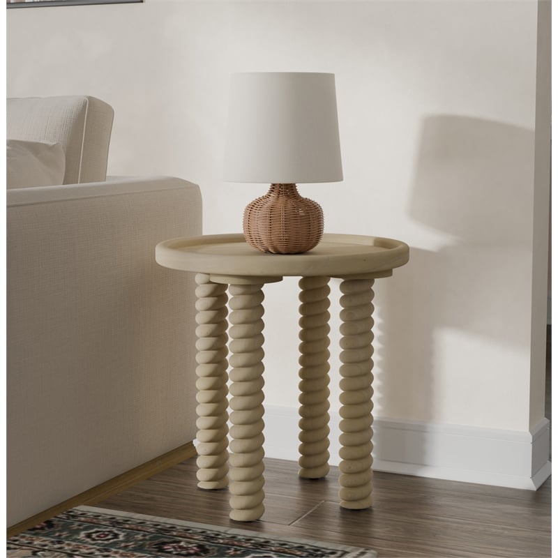 NPD Furniture Crellin Wood Accent Table in Weathered Sand