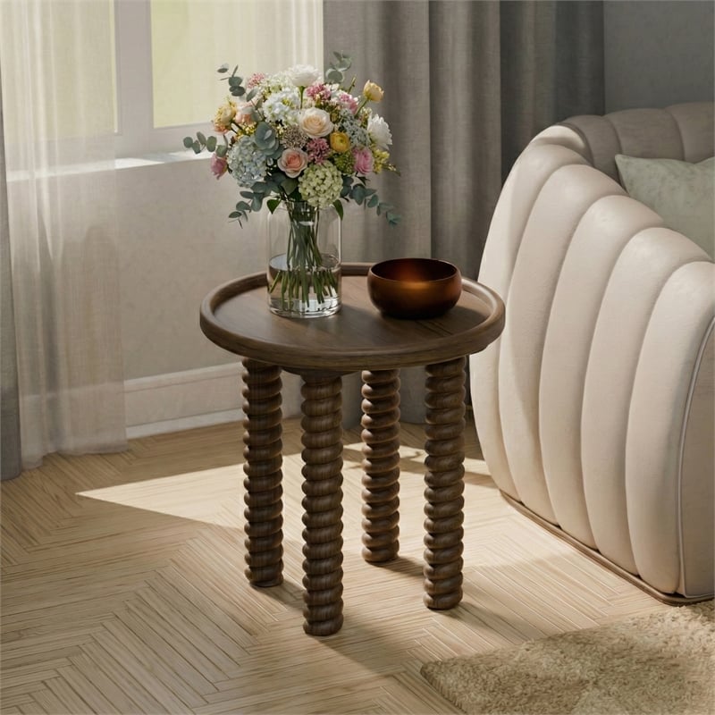 NPD Furniture Crellin Wood Accent Table in Walnut