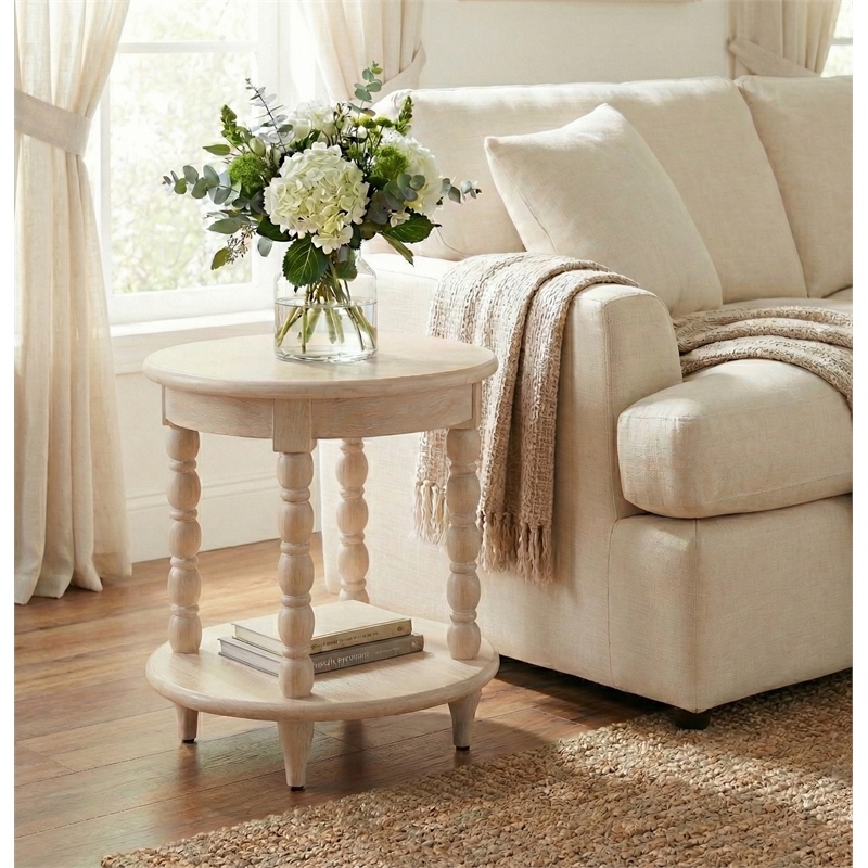 NPD Furniture Ensley Wood Accent Table in Weathered Sand