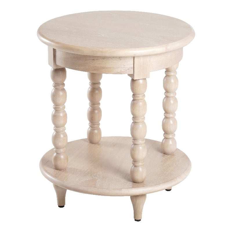 NPD Furniture Ensley Wood Accent Table in Weathered Sand