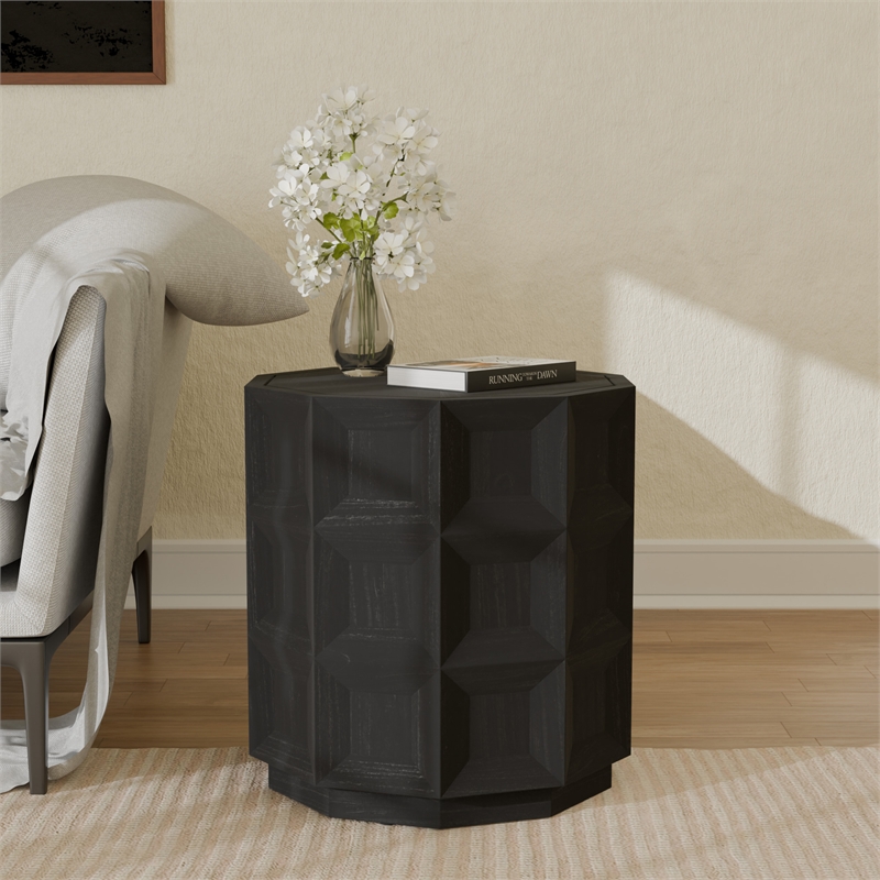 NPD Furniture Finnan Wood Accent Table in Black