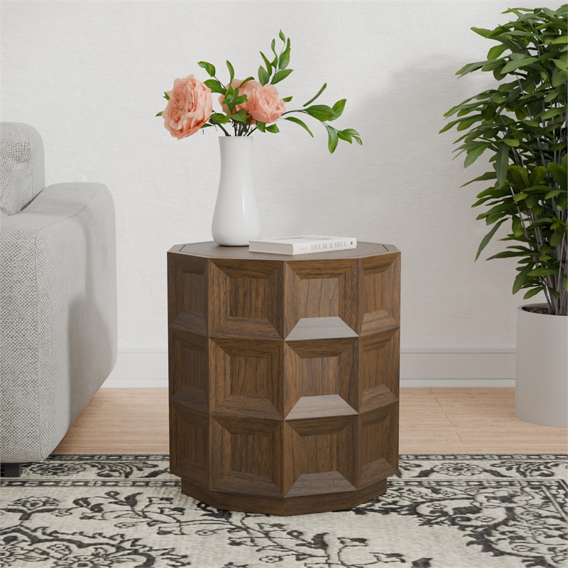 NPD Furniture Finnan Wood Accent Table in Walnut