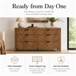 Kingston Herringbone 6-Drawer Dresser - Hazelnut Brown - Wood