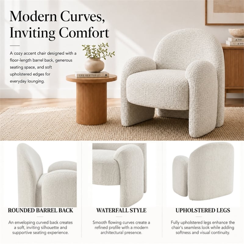 NPD Furniture - Virelle Accent Chair - Mila Ivory - Engineered Wood