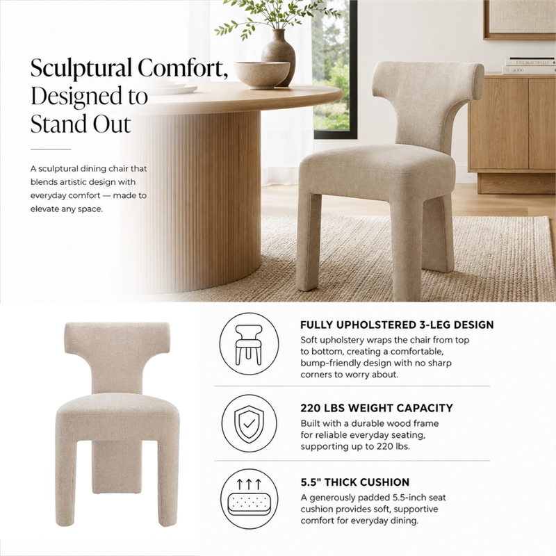 NPD Furniture - Arco Dining Side Chair - Millburry Beige Chenille