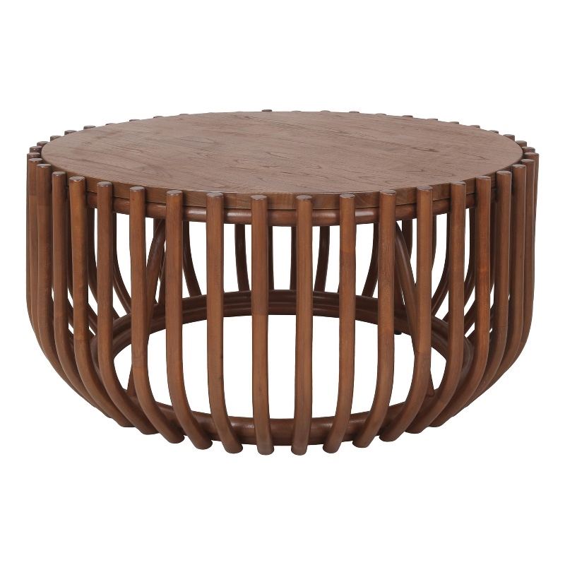 NPD Furniture - Bexa Coffee Table - Cane Brown Rattan Base - Wood Top