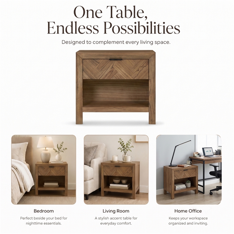 NPD Furniture - Kingston Herringbone Accent Table - Hazelnut Brown - 30