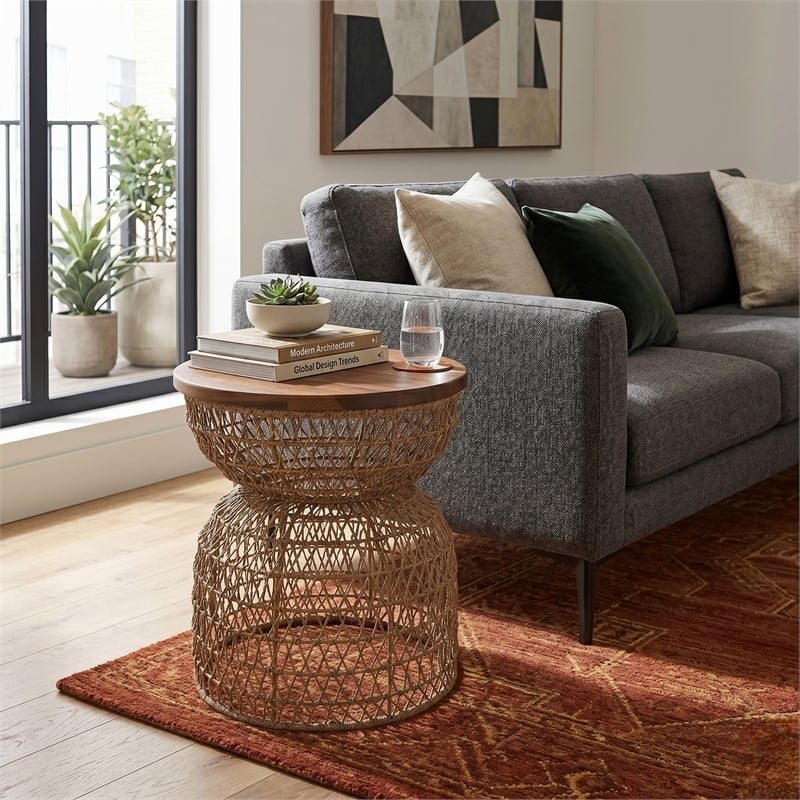 NPD Furniture - Looma Accent Table - Natural Base - Brown Wood Top