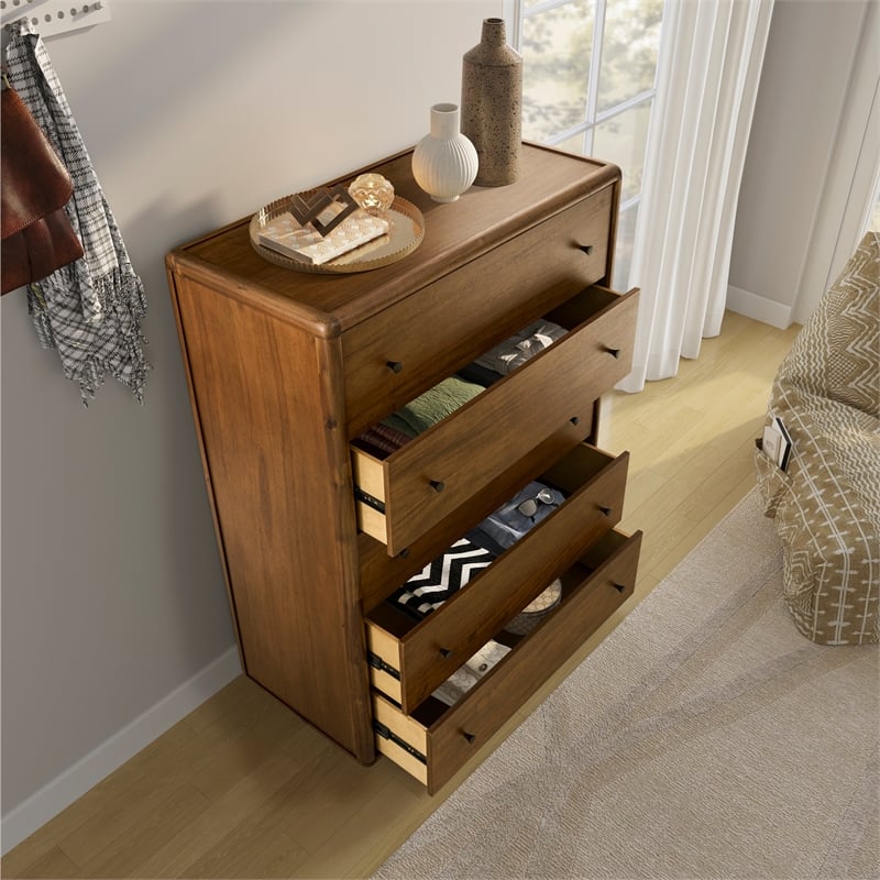 Rosette 5-Drawer Dresser - Hazelnut Brown - Acacia - Bedroom Furniture