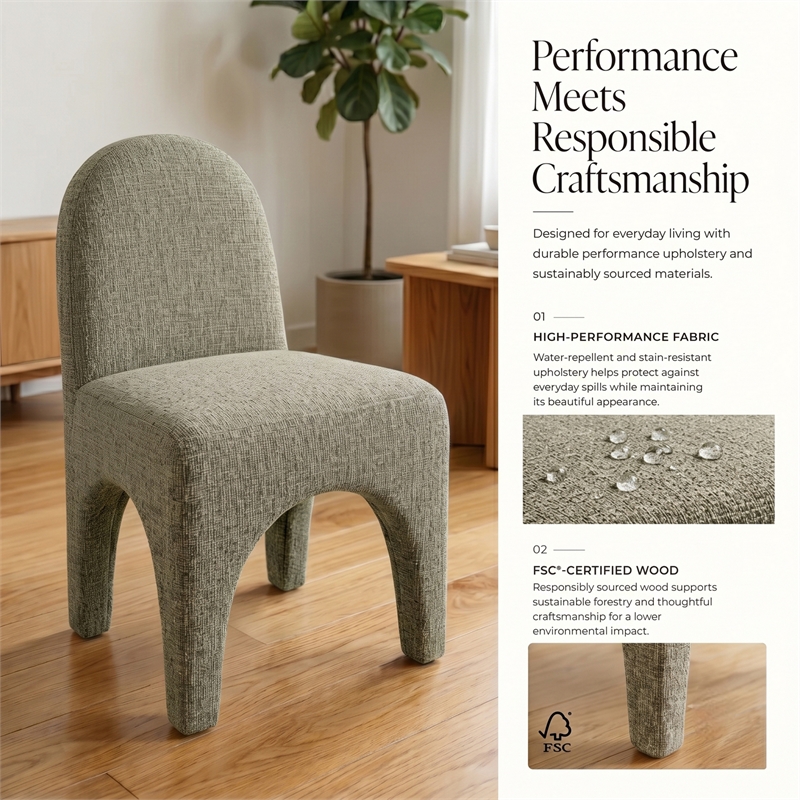 NPD Furniture - Vano Dining Side Chair - Nara Olive Chenille