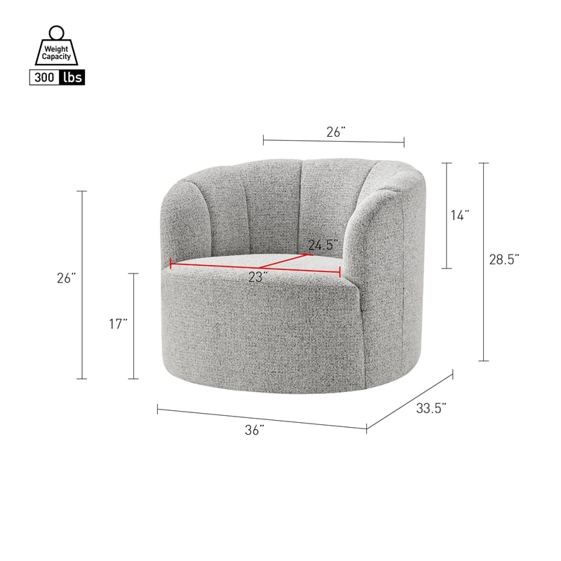 NPD Furniture - Elowen Swivel Accent Arm Chair - Heathered Cream Chenille