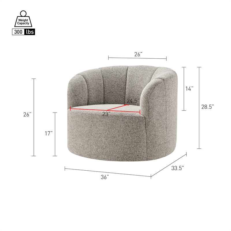 NPD Furniture - Elowen Swivel Accent Arm Chair - Heathered Taupe Chenille