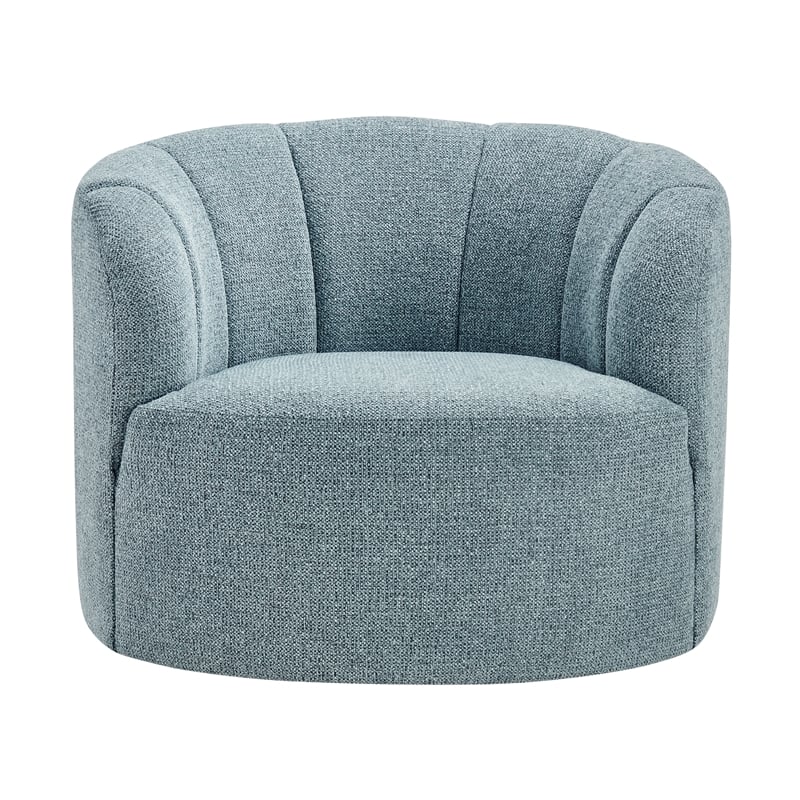 NPD Furniture - Elowen Swivel Accent Arm Chair - Heathered Blue Chenille