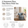 NPD Furniture - Elowen Swivel Accent Arm Chair - Heathered Blue Chenille