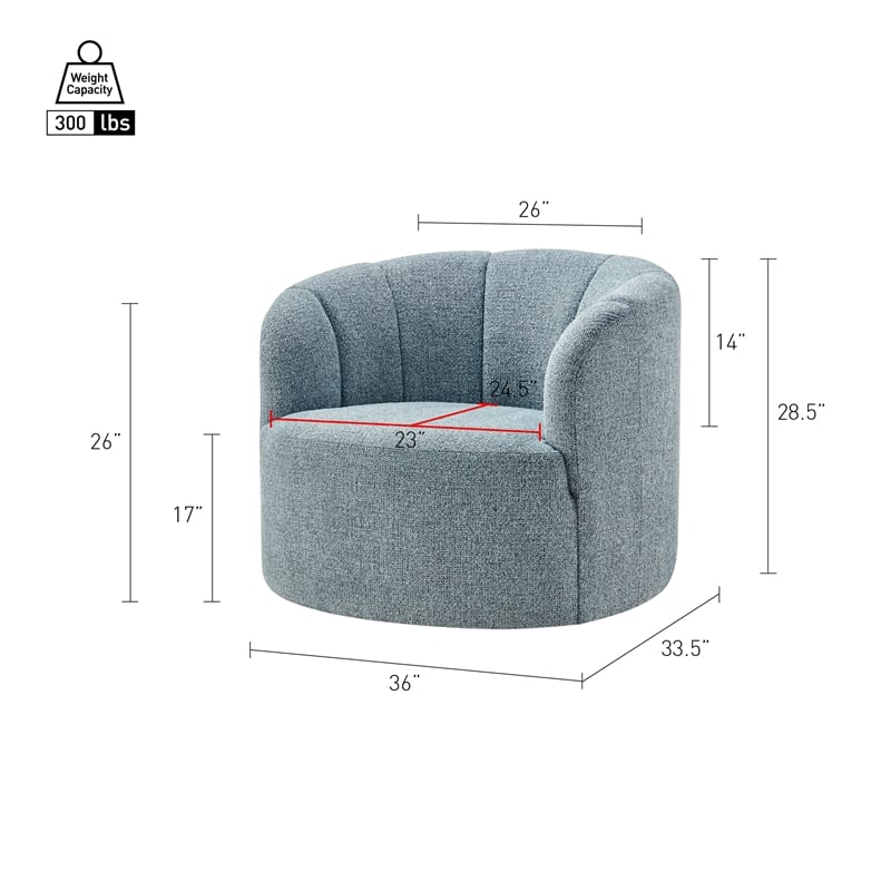NPD Furniture - Elowen Swivel Accent Arm Chair - Heathered Blue Chenille