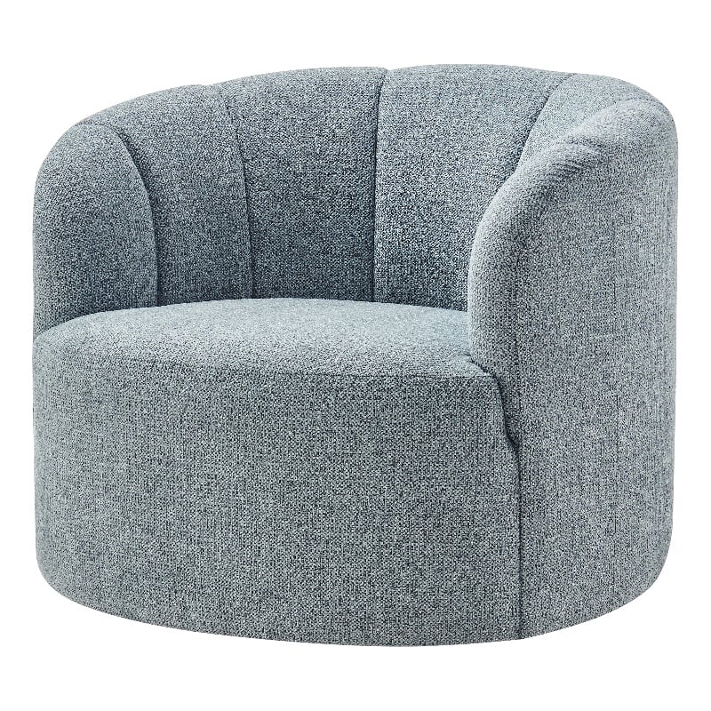 NPD Furniture - Elowen Swivel Accent Arm Chair - Heathered Blue Chenille