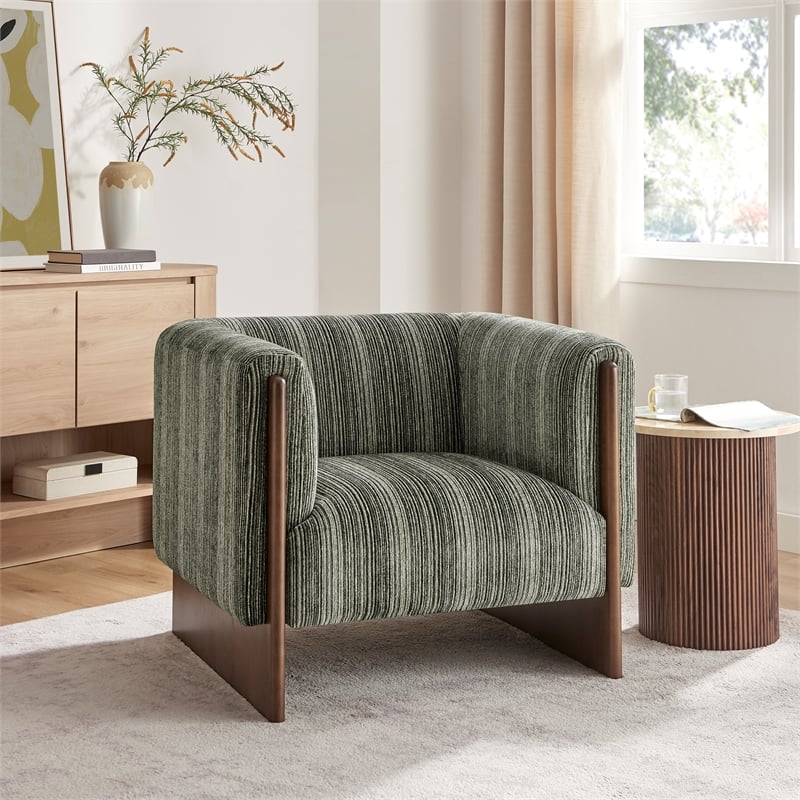 NPD Furniture - Daxon Accent Arm Chair - Stria Olive Chenille