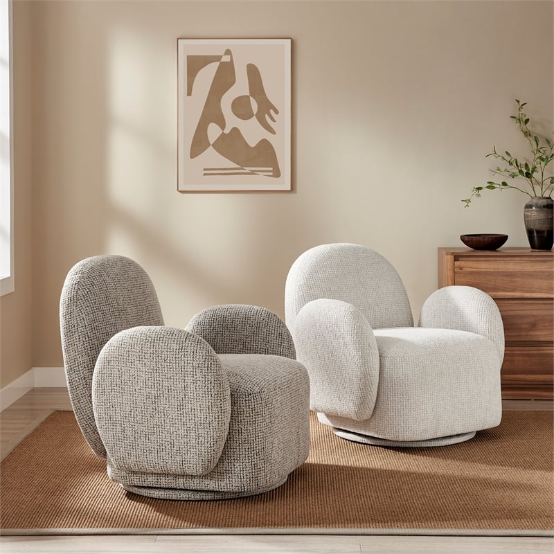 NPD Furniture - Zoya Fabric Swivel Accent Arm Chair - Mila Taupe