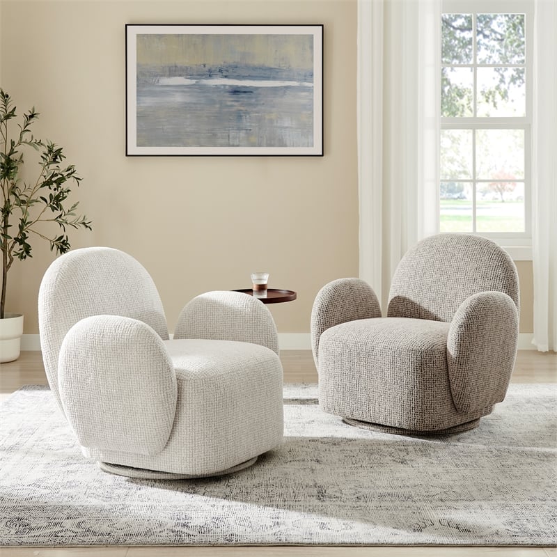 NPD Furniture - Zoya Fabric Swivel Accent Arm Chair - Mila Taupe