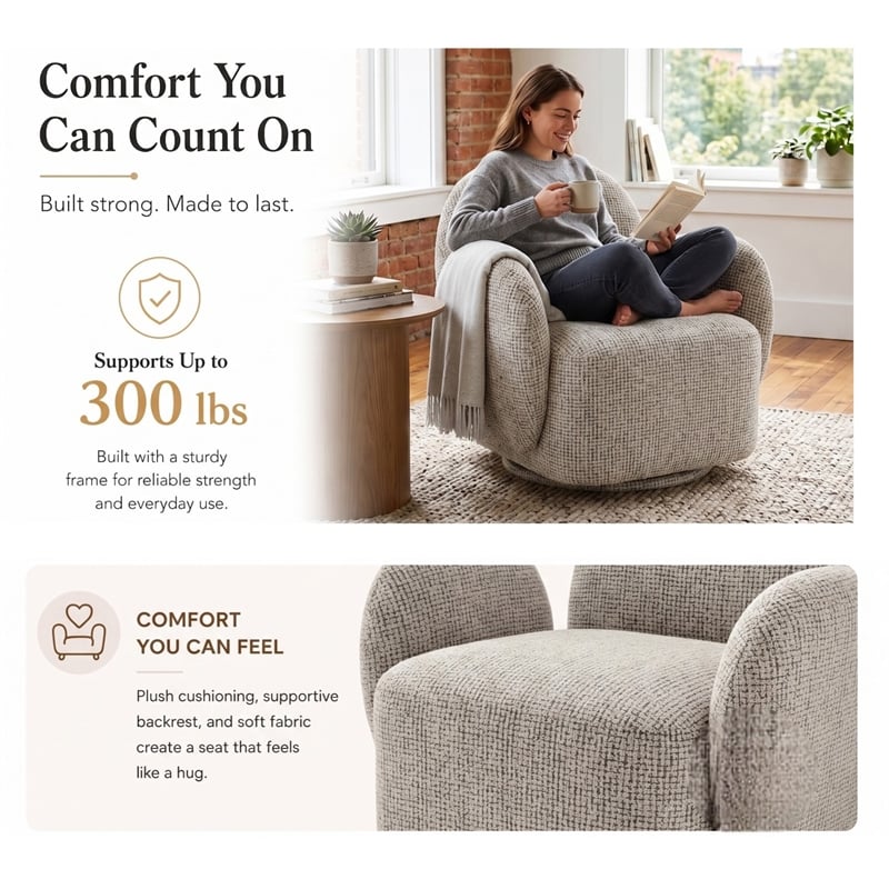 NPD Furniture - Zoya Fabric Swivel Accent Arm Chair - Mila Taupe
