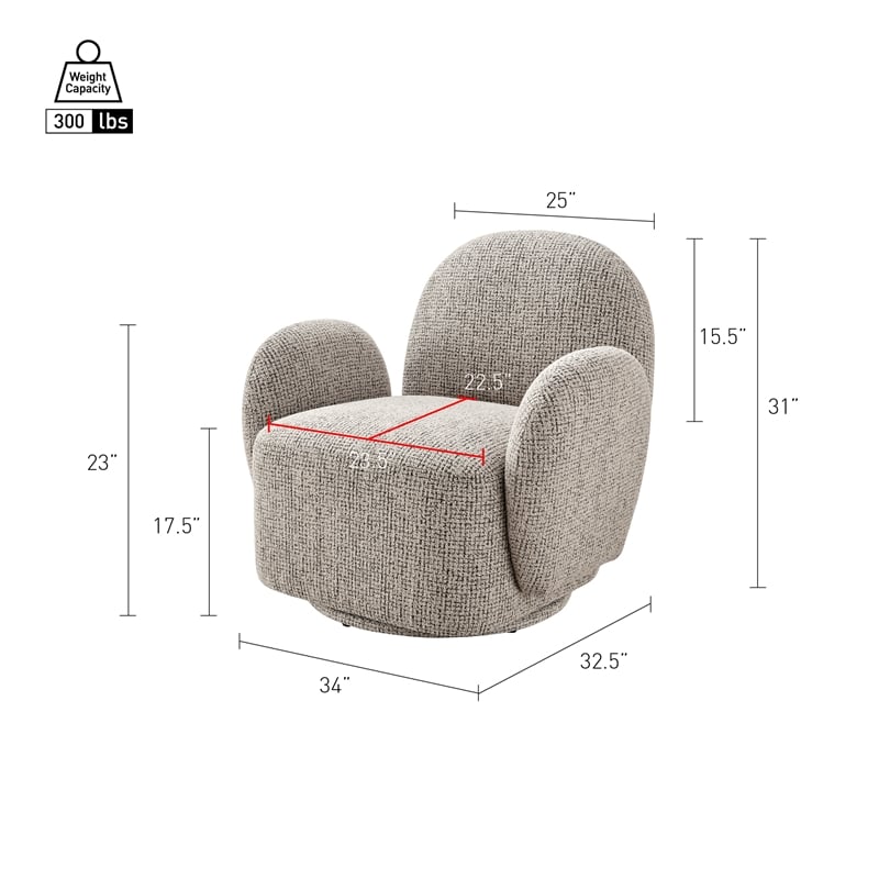NPD Furniture - Zoya Fabric Swivel Accent Arm Chair - Mila Taupe